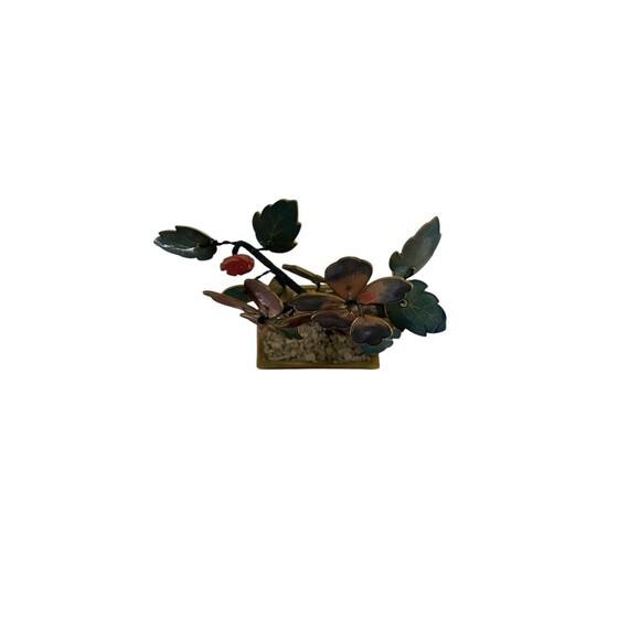 Chinese Brass Enamel Floral Bonsai Tree Plant Figurine Statue GORGEOUS - Picture 13 of 13